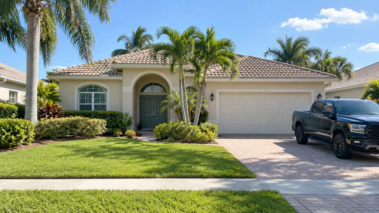 Palm Beach Garage Door Masters technician at a home in Royal Palm Beach, Florida