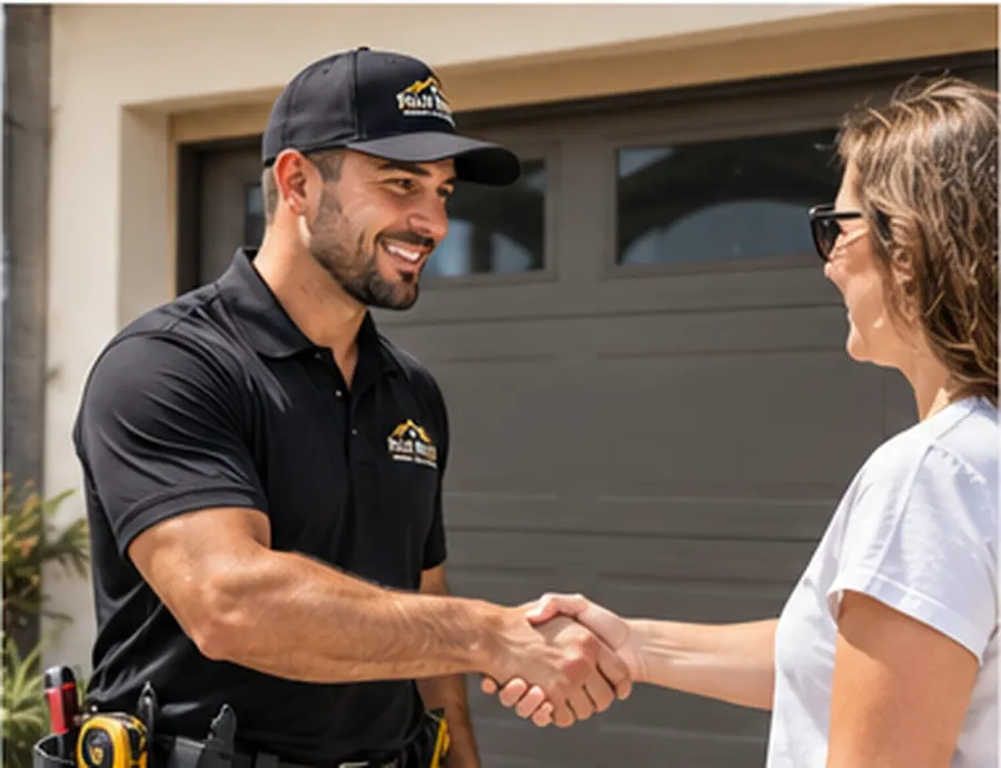 Technician shaking hands with a customer after finishing the job